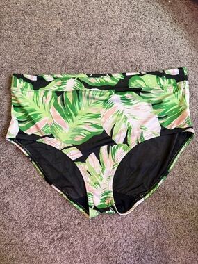 Lane Bryant Swim by Cacique High Waist Tropical Leaf Swim Bottoms